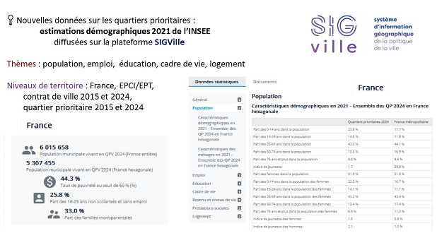 Tableau de bord national des quartiers prioritaires sur SIGVille